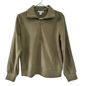 ATHLETA Allure Lite Olive Green 1/4 Zip Collared Pullover Top S
